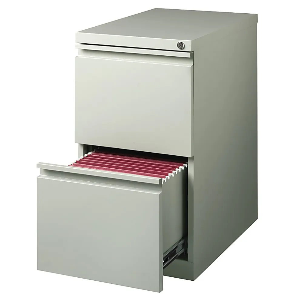 WorkPro® 23"D Vertical 2-Drawer Mobile Pedestal File Cabinet, Light Gray