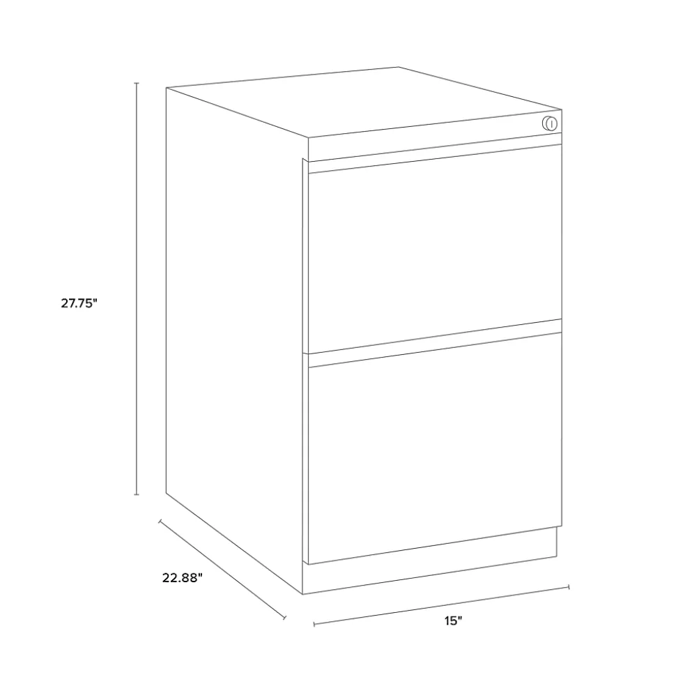 WorkPro® 23"D Vertical 2-Drawer Mobile Pedestal File Cabinet, Light Gray