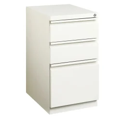 WorkPro® 20”D Vertical 3-Drawer Mobile Pedestal File Cabinet, White