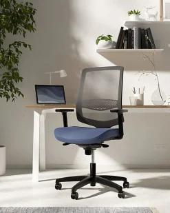 WorkPro® Expanse Series Ergonomic Mesh/Fabric Mid-Back Task Chair, Black/Blue, BIFMA Compliant