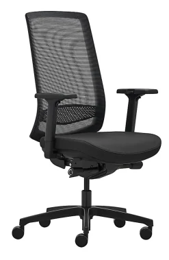 WorkPro® Expanse Series Multifunction Ergonomic Mesh/Fabric High-Back Executive Chair, Black/Black, BIFMA Compliant