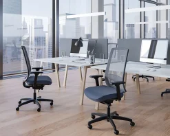 WorkPro® Expanse Series Multifunction Ergonomic Mesh/Fabric High-Back Executive Chair, Black/Gray, BIFMA Compliant