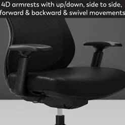 WorkPro® Fortimo Ergonomic Mesh/Vegan Leather High-Back Executive Chair, Black/Black, BIFMA Compliant