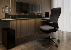WorkPro® Fortimo Ergonomic Mesh/Vegan Leather High-Back Executive Chair, Black/Black, BIFMA Compliant
