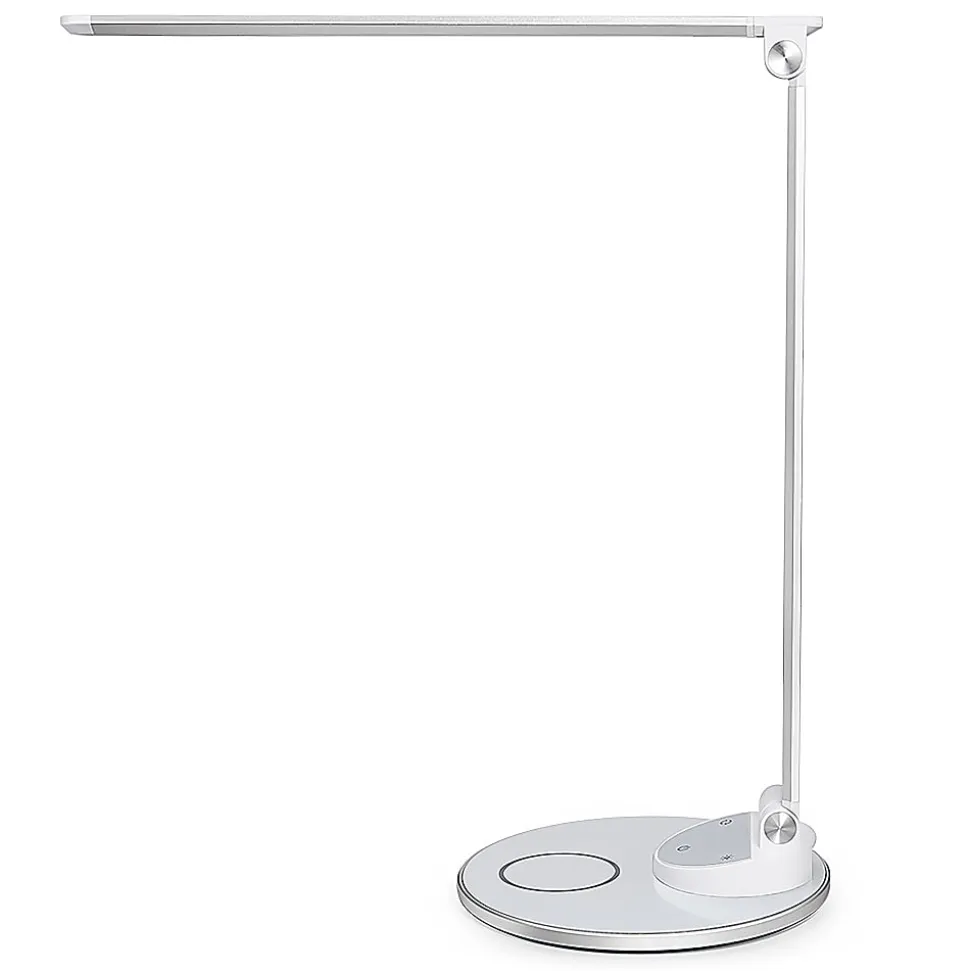 WorkPro™ LED USB Desk Lamp with Wireless Charger, 16-1/2"H, White/Silver