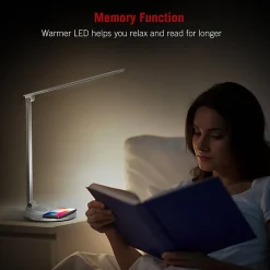 WorkPro™ LED USB Desk Lamp with Wireless Charger, 16-1/2"H, White/Silver