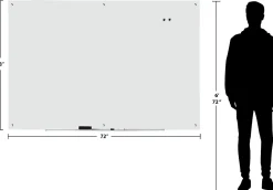 WorkPro⢠Magnetic Glass Unframed Dry-Erase Whiteboard, 72" x 48", White