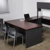 WorkPro® Modular 66”W Left-Pedestal Computer Desk, Charcoal/Mahogany