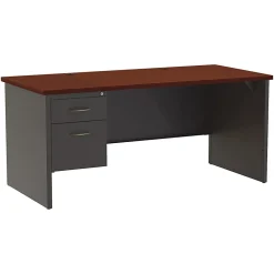 WorkPro® Modular 66”W Left-Pedestal Computer Desk, Charcoal/Mahogany