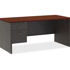 WorkPro® Modular 66”W Left-Pedestal Computer Desk, Charcoal/Mahogany