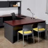 WorkPro® Modular 48”W Right-Pedestal Computer Desk, Charcoal/Mahogany