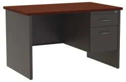 WorkPro® Modular 48”W Right-Pedestal Computer Desk, Charcoal/Mahogany