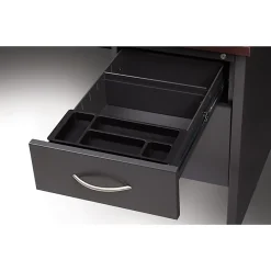 WorkPro® Modular 48”W Right-Pedestal Computer Desk, Charcoal/Mahogany
