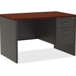 WorkPro® Modular 48”W Right-Pedestal Computer Desk, Charcoal/Mahogany