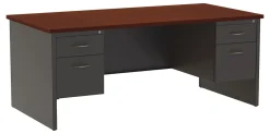 WorkPro® Modular 72"W x 36"D Double-Pedestal Computer Desk, Charcoal/Mahogany