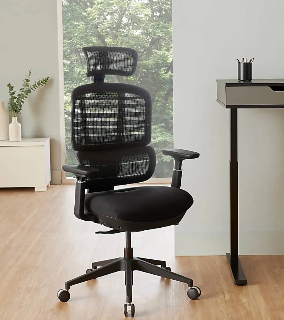WorkPro® Momentum Ergonomic Mesh/Mesh Active High-Back Office Chair, Black/Black, BIFMA Compliant