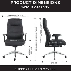 WorkPro® Momentum Ergonomic Vegan Leather High-Back Active Chair, Black/Chrome, BIFMA Compliant