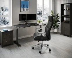 WorkPro® Momentum Ergonomic Vegan Leather High-Back Active Chair, Black/Chrome, BIFMA Compliant