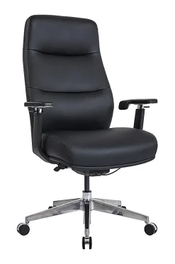 WorkPro® Momentum Ergonomic Vegan Leather High-Back Active Chair, Black/Chrome, BIFMA Compliant
