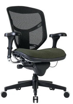 WorkPro® Quantum 9000 Series Ergonomic Mesh/Premium Fabric Mid-Back Chair, Black/Olive, BIFMA Compliant