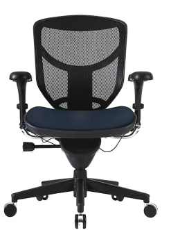 WorkPro® Quantum 9000 Series Ergonomic Mesh/Antimicrobial Vinyl Adjustable-Back Office Chair, Black/Navy, BIFMA Compliant