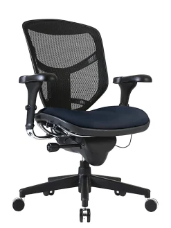 WorkPro® Quantum 9000 Series Ergonomic Mesh/Antimicrobial Vinyl Adjustable-Back Office Chair, Black/Navy, BIFMA Compliant