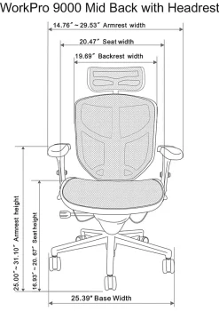 WorkPro® Quantum 9000 Series Ergonomic Mesh Adjustable-Back Office Chair With Headrest, Black, BIFMA Compliant