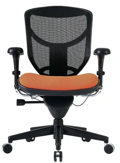 WorkPro® Quantum 9000 Series Ergonomic Mesh/Premium Fabric Adjustable-Back Chair, Black/Tangerine, BIFMA Compliant