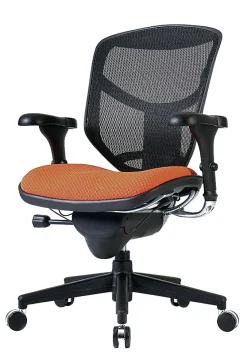 WorkPro® Quantum 9000 Series Ergonomic Mesh/Premium Fabric Adjustable-Back Chair, Black/Tangerine, BIFMA Compliant