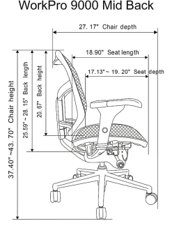 WorkPro® Quantum 9000 Series Ergonomic Mesh/Mesh Mid-Back Chair, Black/Red, BIFMA Compliant