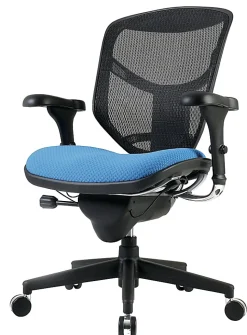WorkPro® Quantum 9000 Series Ergonomic Mesh/Premium Fabric Adjustable-Back Office Chair, Black/Sky, BIFMA Compliant
