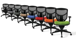 WorkPro® Quantum 9000 Series Ergonomic Mesh/Premium Fabric Adjustable-Back Office Chair, Black/Royal, BIFMA Compliant
