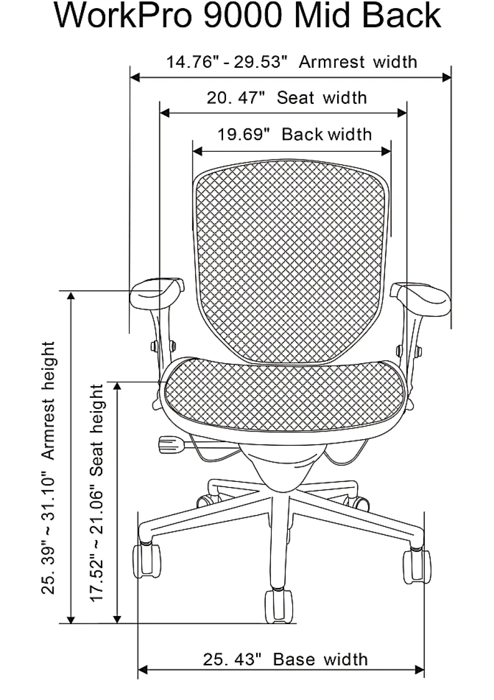 WorkPro® Quantum 9000 Series Ergonomic Mesh/Mesh Mid-Back Chair, Black/Blue, BIFMA Compliant