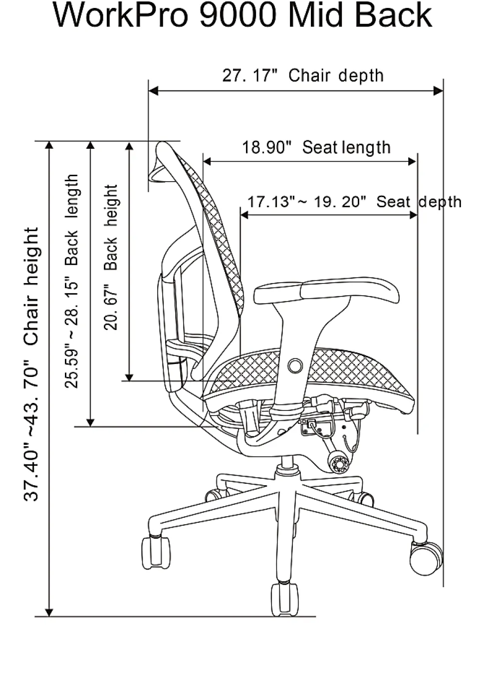 WorkPro® Quantum 9000 Series Ergonomic Mesh/Mesh Mid-Back Chair, Black/Blue, BIFMA Compliant