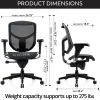 WorkPro® Quantum 9000 Series Ergonomic Mesh/Mesh Adjustable-Back Office Chair, Black/Black, BIFMA Compliant