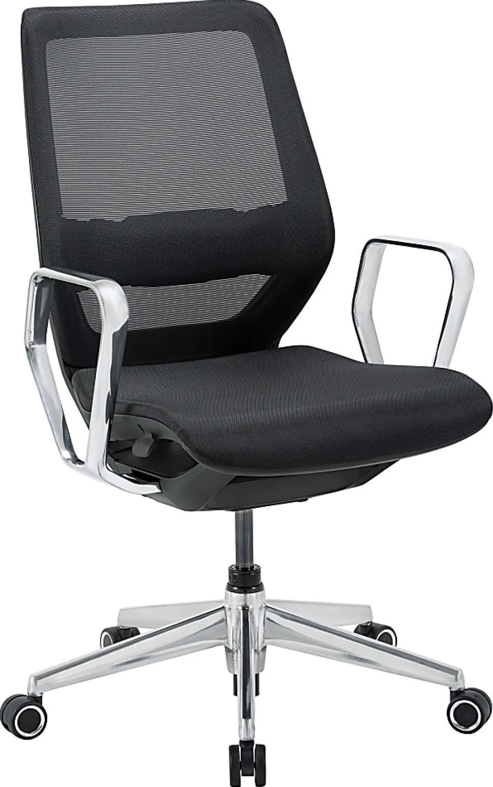 WorkPro® Sentrix Ergonomic Mesh/Mesh Mid-Back Manager Office Chair, Fixed Arms, Black, BIFMA Compliant