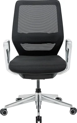 WorkPro® Sentrix Ergonomic Mesh/Mesh Mid-Back Manager Office Chair, Fixed Arms, Black, BIFMA Compliant