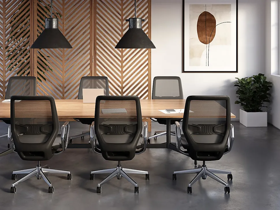 WorkPro® Sentrix Ergonomic Mesh/Mesh Mid-Back Manager Office Chair, Fixed Arms, Black, BIFMA Compliant