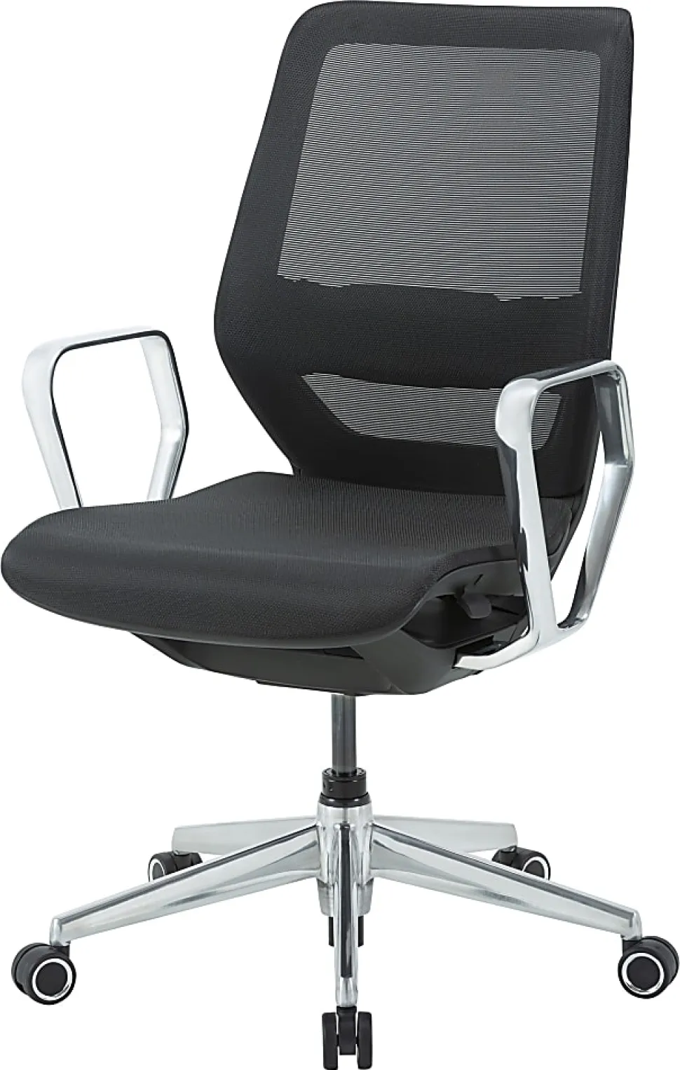WorkPro® Sentrix Ergonomic Mesh/Mesh Mid-Back Manager Office Chair, Fixed Arms, Black, BIFMA Compliant