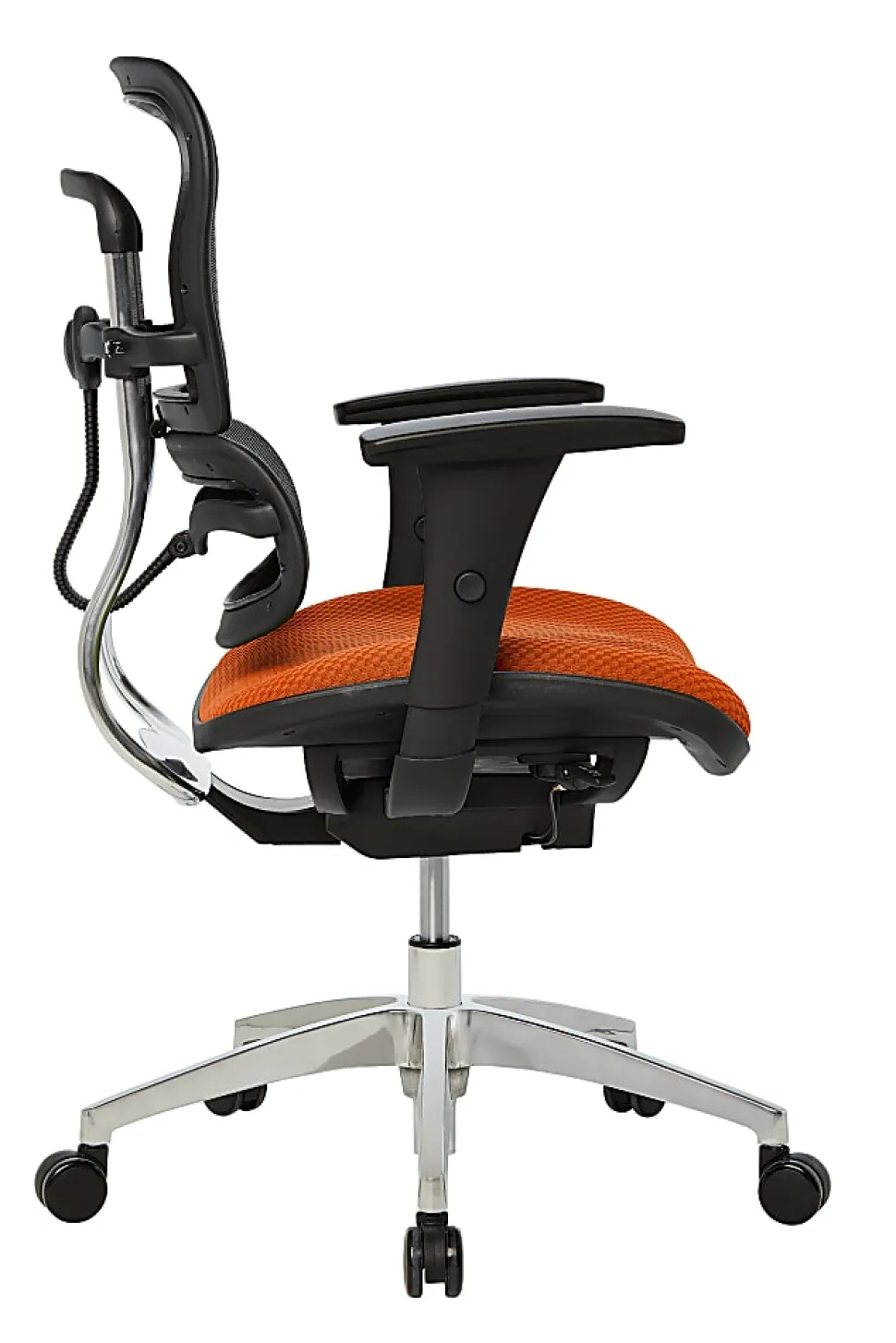 WorkPro® 12000 Series Ergonomic Mesh/Premium Fabric High-Back Chair, Black/Tangerine, BIFMA Compliant
