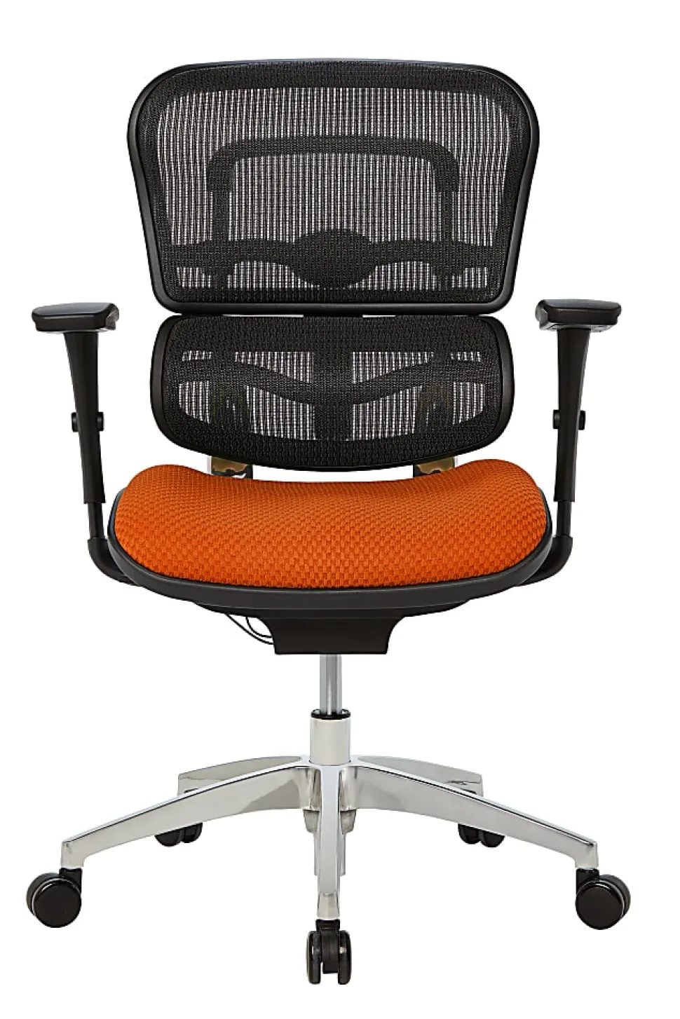 WorkPro® 12000 Series Ergonomic Mesh/Premium Fabric High-Back Chair, Black/Tangerine, BIFMA Compliant