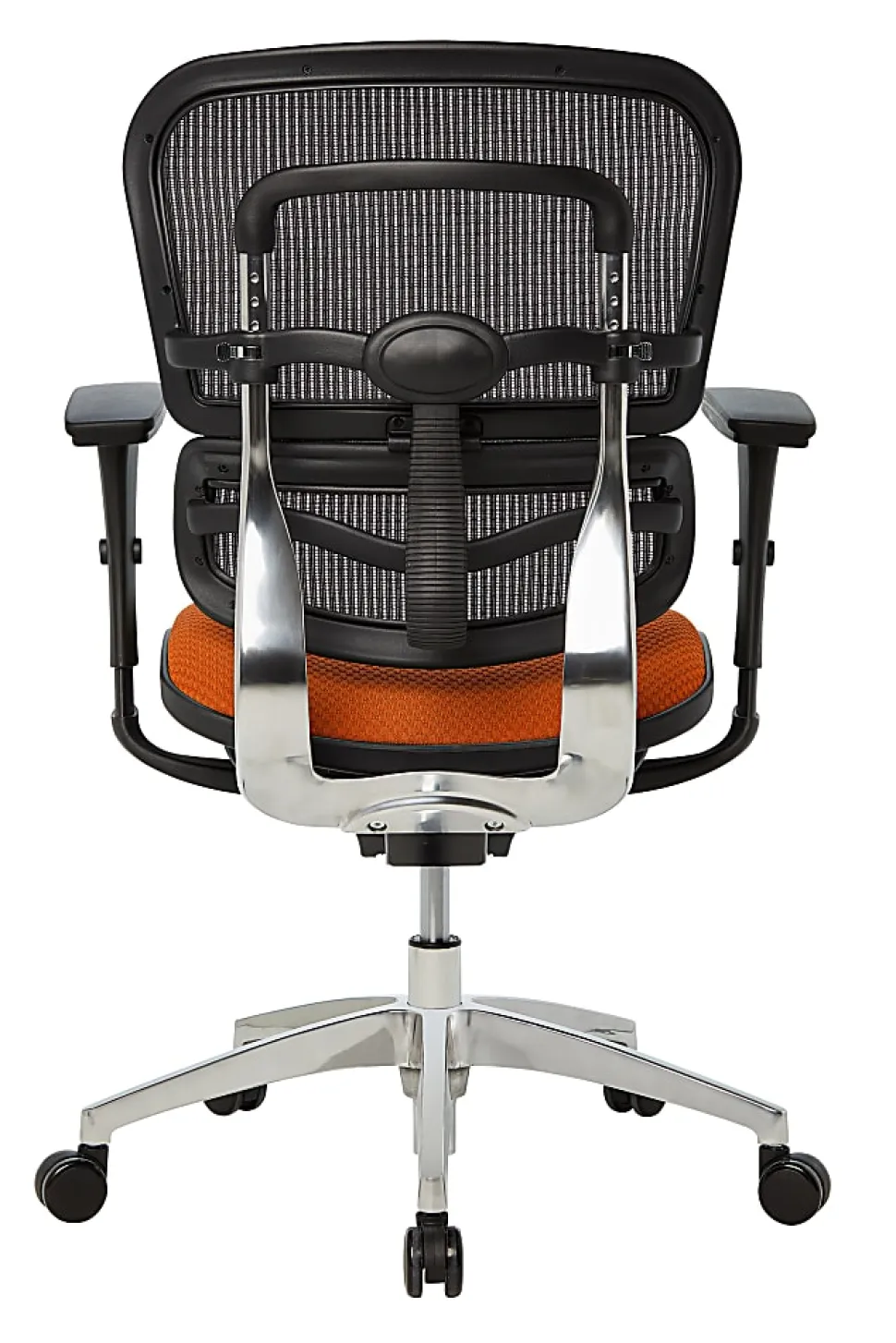 WorkPro® 12000 Series Ergonomic Mesh/Premium Fabric High-Back Chair, Black/Tangerine, BIFMA Compliant