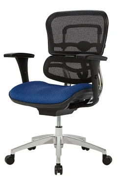 WorkPro® 12000 Series Ergonomic Mesh/Premium Fabric Mid-Back Chair, Black/Royal, BIFMA Compliant
