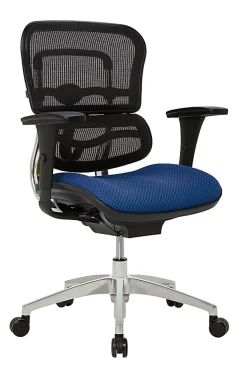 WorkPro® 12000 Series Ergonomic Mesh/Premium Fabric Mid-Back Chair, Black/Royal, BIFMA Compliant