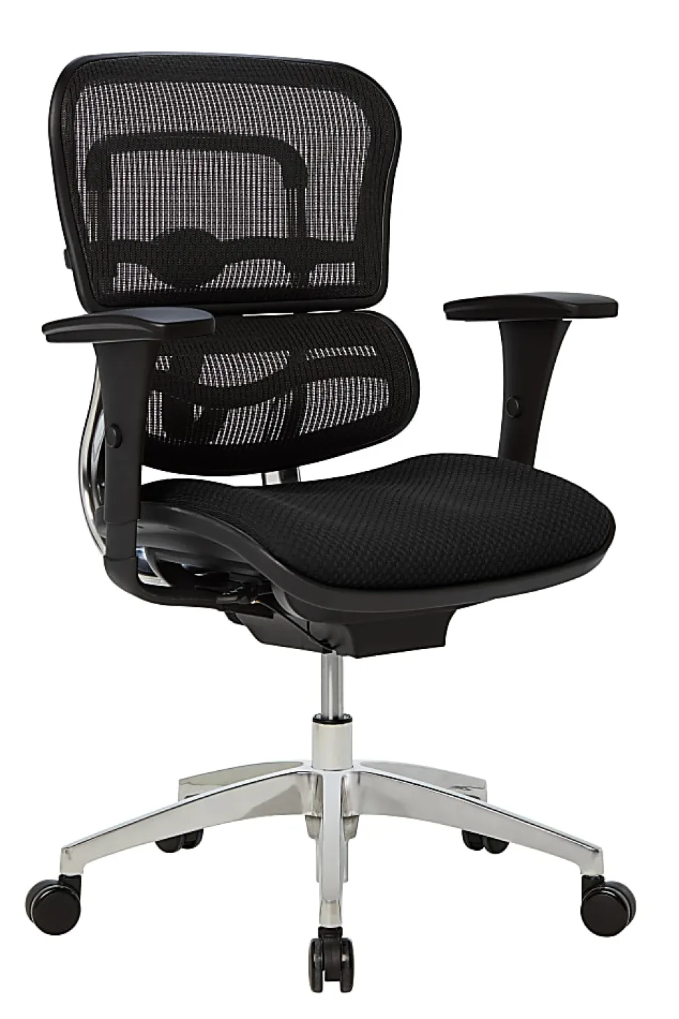 WorkPro® 12000 Series Ergonomic Mesh/Premium Fabric High-Back Chair, Black/Black, BIFMA Compliant