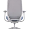 WorkPro® 6000 Series Multifunction Ergonomic Mesh/Fabric High-Back Executive Chair, White Frame/Light Blue Seat, BIFMA Compliant