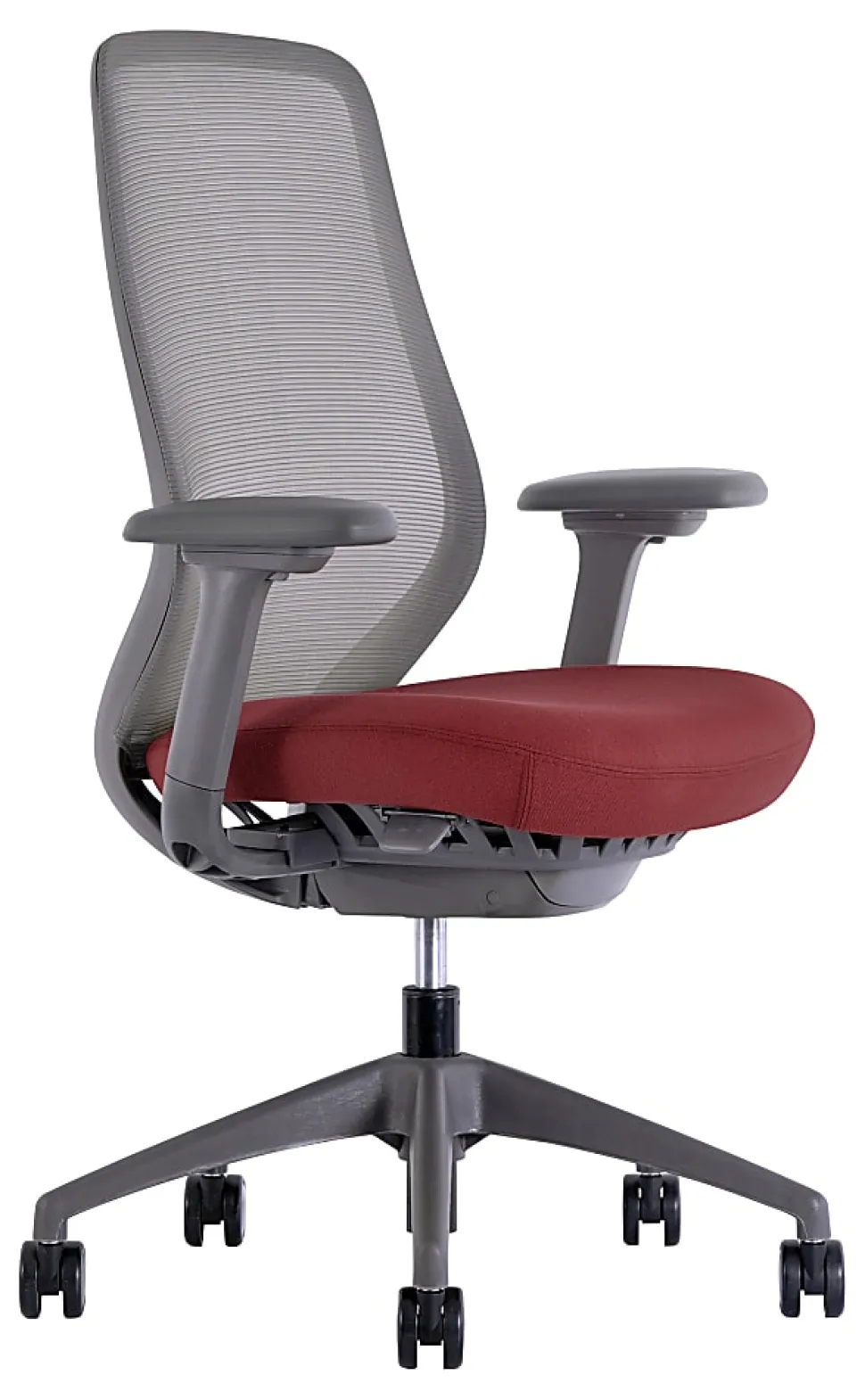 WorkPro® 6000 Series Multifunction Ergonomic Mesh/Fabric High-Back Executive Chair, Gray Frame/Red Seat, BIFMA Compliant