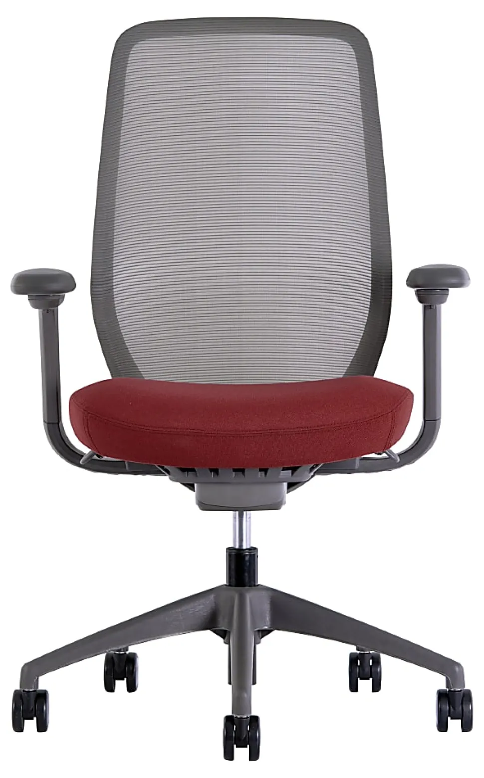 WorkPro® 6000 Series Multifunction Ergonomic Mesh/Fabric High-Back Executive Chair, Gray Frame/Red Seat, BIFMA Compliant