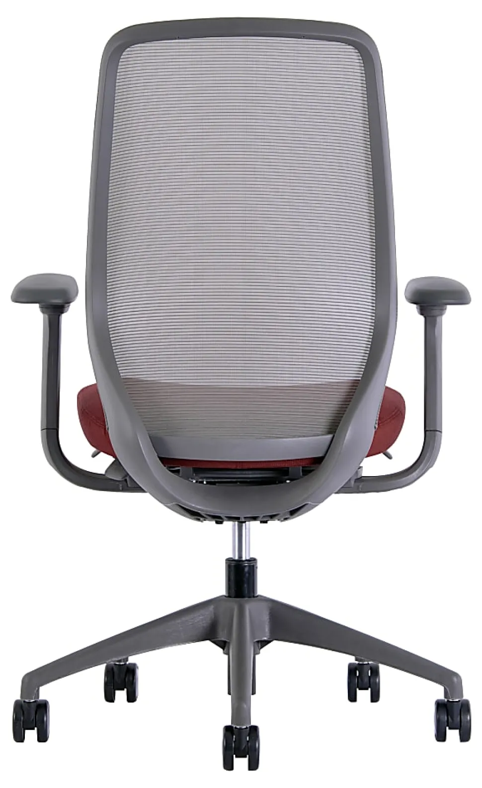 WorkPro® 6000 Series Multifunction Ergonomic Mesh/Fabric High-Back Executive Chair, Gray Frame/Red Seat, BIFMA Compliant