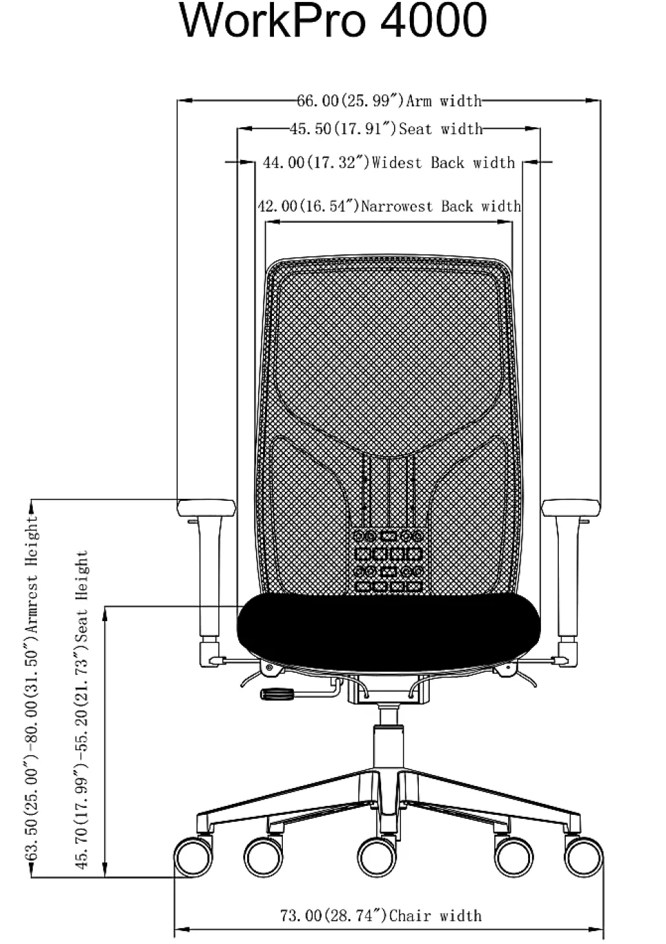 WorkPro® 4000 Series Multifunction Ergonomic Mesh/Fabric High-Back Executive Chair, Blue/Black, BIFMA Compliant